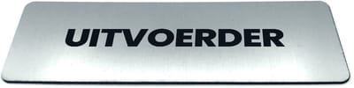 Deurbordje met tekst Uitvoerder - Formaat 150 x 50 mm x 1,6 mm - Incl. plakstrip | Geborstelde RVS-look toplaag | Gratis Verzending | Decoporta