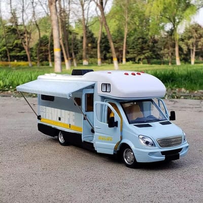 1:32 Diecast Luxe Camper Recreatief Voertuig Auto Model Metalen Camperbus Motorhome Toerwagen Model Geluid En Licht Kinder Speelgoed Cadeau