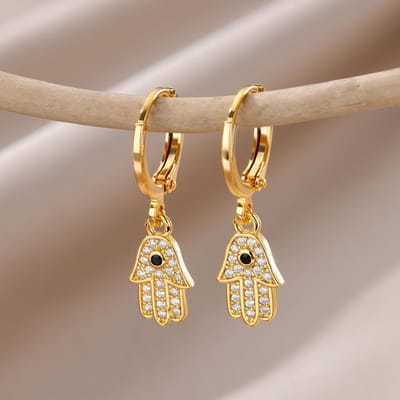 Nouveaux Boucles d'Oreilles Œil Maléfique en Zircon pour Femmes Couleur Or Acier Inoxydable Boucle d'Oreille Mariage Esthétique Bijoux Vintage Cadeau Brincos beige