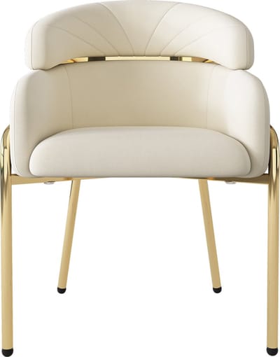 Merax Eetkamerstoel – Luxe Beige Velours Stoel met Vier Metalen Poten – Ideaal voor Woonkamer en Slaapkamer