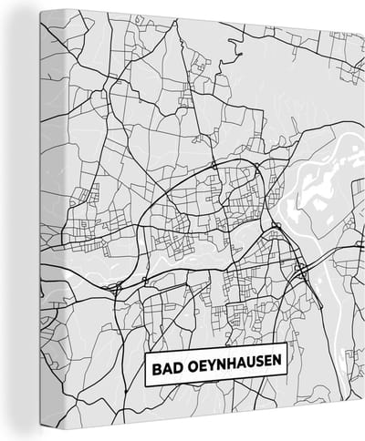 Canvas Schilderij Stadskaart - Plattegrond - Bad Oeynhausen - Duitsland - Kaart - 20x20 cm - Wanddecoratie