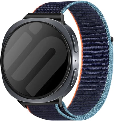 Strap-it Stoffen nylon bandje met klittenbandsluiting geschikt voor Samsung Galaxy Watch 9 (40/44mm) / Watch 8 (40/44mm) / 8 Classic (46mm) - donkerblauw mix
