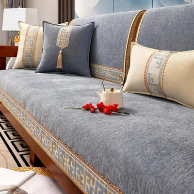Luxe Sofahoezen in Chinese Stijl Effen Chenille Antislip Bankkussen voor Woonkamer Sofa's Handdoek Universele Leunstoel Slipcover 70x70cm 1pcs