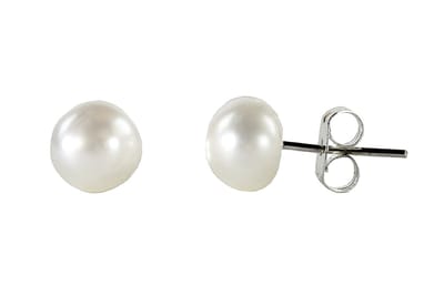 Zoetwater parel oorbellen Mea - oorknoppen - echte parels - sterling zilver (925) - wit - luxe sieraden zakje - parel oorbellen dames