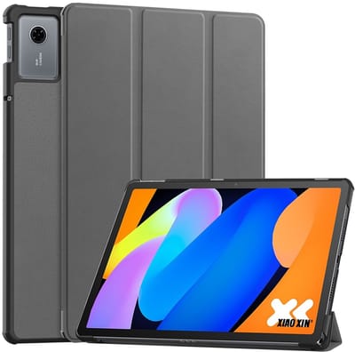 Coverup Tablethoes geschikt voor Lenovo Idea Tab 11 Hoesje - Tri-Fold Book Case met Wake/Sleep - Grijs