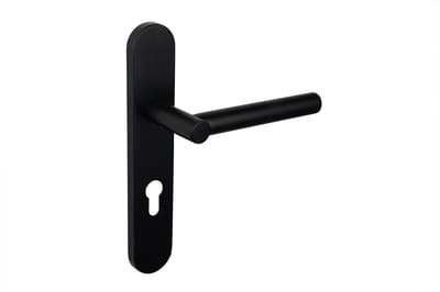 Lavuzo deurkruk Grosetto Zwart met afgerond schild PC72 | Per set | Deurklink met schild