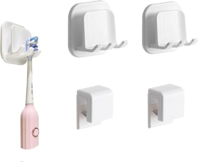 Tandenborstelhouder en Tandpasta Clip met Plank Organizer - Ruimtebesparend en Makkelijk te Installeren - 2 Sets voor een Opgeruimde Badkamer