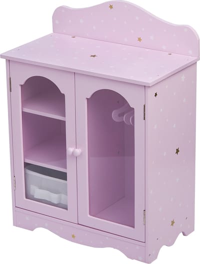 Teamson Kids Garderobe met 3 Hangers Voor 18" Poppen - Accessoires Voor Poppen - Kinderspeelgoed - Purper