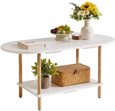 Unyqoos ® Stijlvolle Ovale Salontafel voor Compacte Woonruimtes met Slim Opslagontwerp en Gemakkelijke Montage