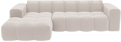 Vente-unique Linkerhoekbank in beige chenillestof - CALESO van Maison Céphy