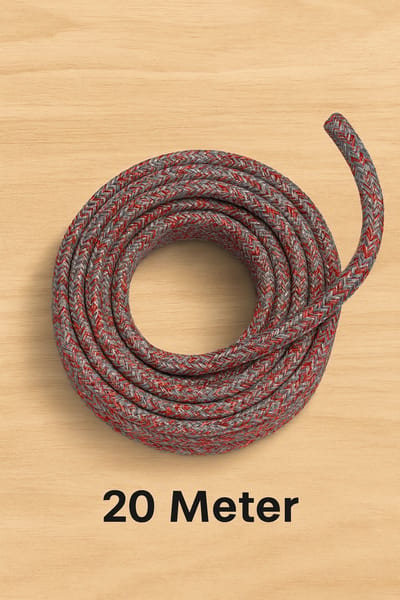 Sterk gevlochten touw Premium editie 20 meter – 10 mm dik – duurzaam nylon/polyester – rood met grijs – ideaal voor boot, werkplaats, tuin en outdoor gebruik