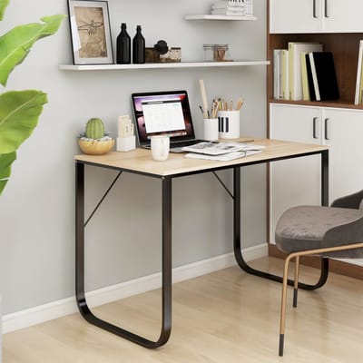 vidaXL - Computerbureau - 110x60x73 - cm - spaanplaat - zwart - en - eikenkleurig