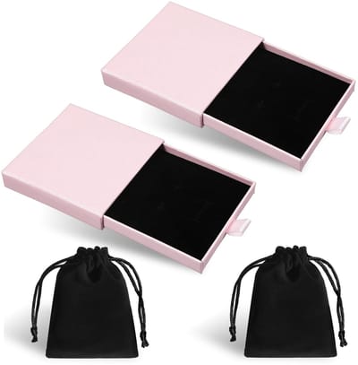 Dailygoods- Sieradendoosje Klein - 4 Stuks - Fluwelen Zakjes - Geschenkdoosjes - Roze/Zwart - Perfect voor Sieraden - Juwelendoos