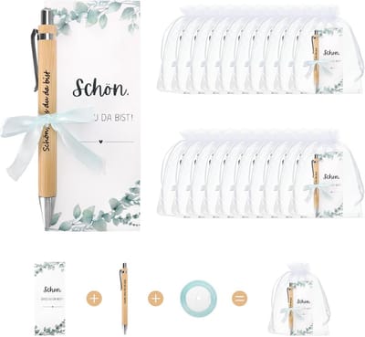 Dailygoods - 20 Stuks Houten Pennen met Organza Zak voor Bruiloftsgasten