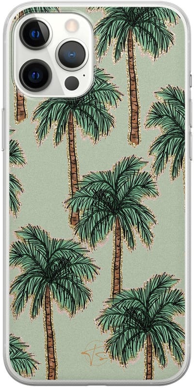 Hoesje geschikt voor iPhone 12 Pro Max - Palmbomen - Soft Case - TPU - Natuur - Groen - Mooie Telefoonhoesjes