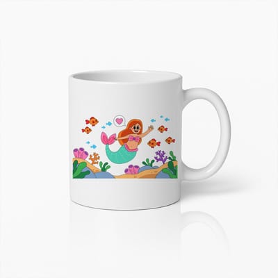 Charmante Zeemeermin en Vissen Keramische Mok – Schattig Onderwater Fantasie Ontwerp – 330ml Duurzame Koffiemok
