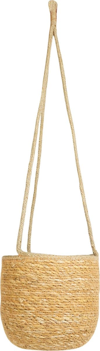 Ter Steege Hangende plantenpot/bloempot - jute/zeegras - D19 x H17 cm - creme/beige