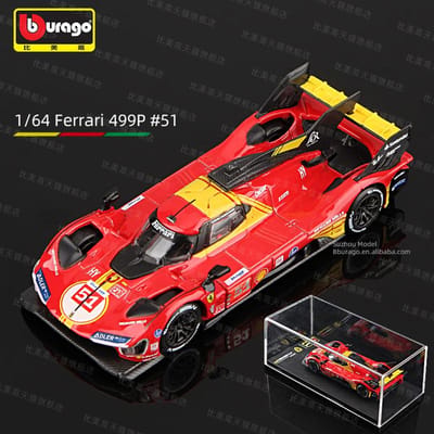Bburago 1:64 Ferrari 499P #83 #51 Modèle de Voiture en Alliage Véhicules de Course Diecast Jouet