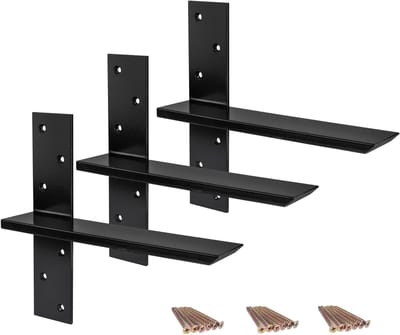 Zware Plankbeugels - Verborgen Steunen - Aanrecht Ondersteuning - Massief Staal Ontwerp - 30 cm - Zwart