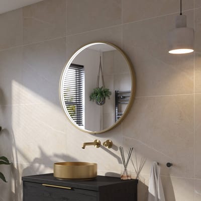 Ben Callisto Ronde Spiegel - met LED Verlichting en Anti-condens - Ø 80 cm - Voorgemonteerd - Mat Goud - Badkamerspiegel - Wandspiegel