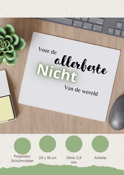 Akyol - voor de allerbeste nicht van de wereld Muismat - Nicht - de beste nicht - verjaardagscadeau - verjaardag - cadeau - cadeautje voor nicht - nicht artikelen - kado - geschenk - gift - 23 bij 19 cm