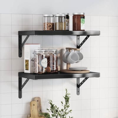 vidaXL - Wandschappen - 2 - st - 50x30 - cm - roestvrijstaal - zwart