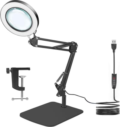 LED Vergrootglas met Licht en Standaard voor Nauwkeurig Werk, Dimbare Verlichting met 3 Kleurmodi en 10 Helderheidsniveaus