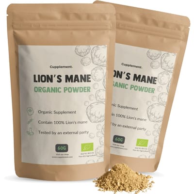 GOYU Lion's Mane Poeder Biologisch Combideal 2x 60 gram - Hericium Erinaceus - lions mane capsules - Mushroom mix - Vegan - Zonder toevoegingen - Lab getest - 15 dagen voorraad per zakje