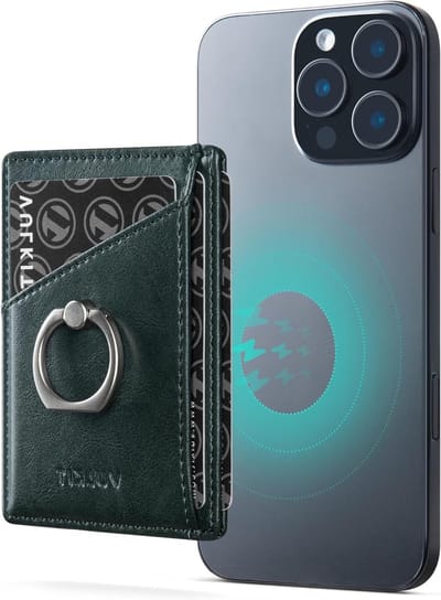 iPhone Magneet Ring Grip Kaarthouder met 3 Kaartsleuven voor iPhone 12-16 Generatie, Groen, Minimalistisch Design, Handige Accessoire