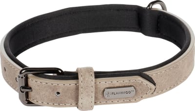 Flamingo Delu Met Neopreen - Halsband Honden - Halsband Delu Taupe M 36-44cm 20mm - 1st - 123475 - 1st