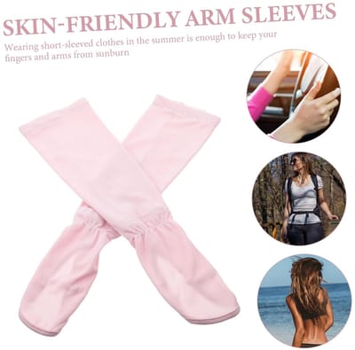 Zonnebeschermende mouwen met ijs, vinger UV dunne mouw armband, zonnehandschoenen, verstelbare mouwen, kijken tijd, roze