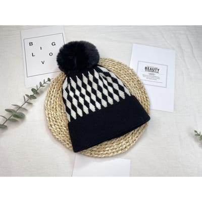 Chapeau d'hiver Chapeau tricoté pour enfants Épais et chaud Tendance Chapeau à carreaux en laine