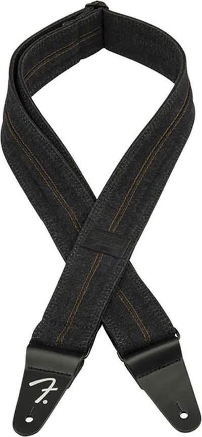 Fender 990638004 Wrangler denim band, gewassen zwart stiksel