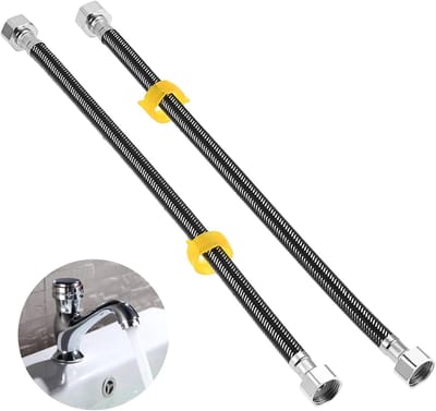 Ronte - Flex-slangarmatuur 2 stuks, roestvrijstalen aansluitslang - waterkraan, douche-omvlechting - 40 cm.