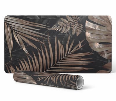 Antislip beschermmat voor op het bureau met tropisch bladerpatroon 90x45 cm
