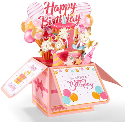 Dailygoods- Pop-upkaart Gelukkige Verjaardag - 3D Wenskaart - Kleurrijk - Envelop - Creatief Cadeau - 26x26x19,8cm