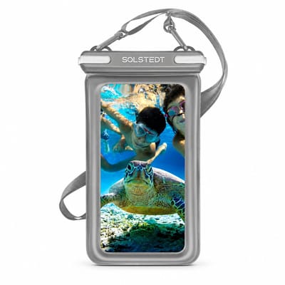 Solstedt Waterdicht Telefoonhoesje Cool Grey - Drybag - Drijvend - Dubbele Klipsluiting - Onderwater Telefoonhoes voor Zwemmen, Strand & Watersport - Telefoons tot 6.8 inch