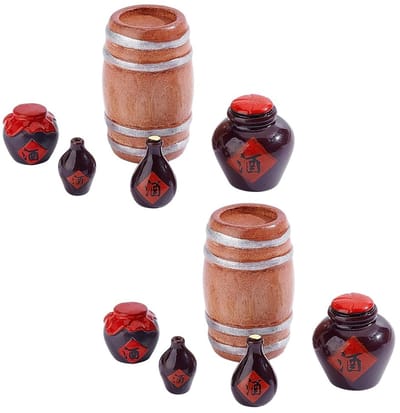 Dailygoods- Miniatuur Biervat Set van 5 - Houten Wijnkruiken