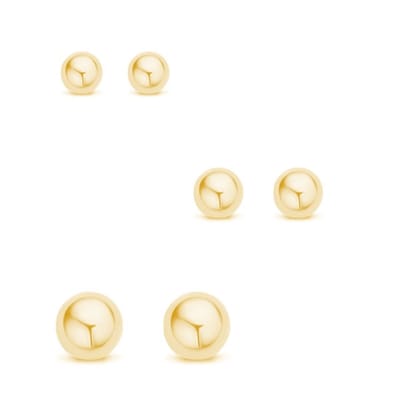 New Bling 929900169 Zilveren Oorknopjes - Setje - 3 Paar - Bolletjes - 3-4-5mm - 925 - Goudkleurig