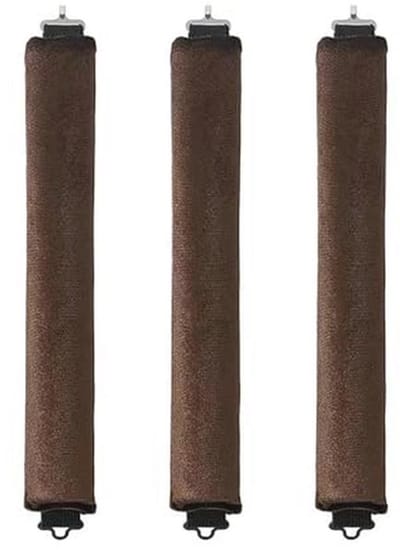 3 stuks hittevrije krulspelden voor 's nachts, voor lang en middellang haar, krullen zonder hitte, krulspelden voor grote krullen, zachte fluwelen dikke flexi krulspelden met haakjes (bruin)