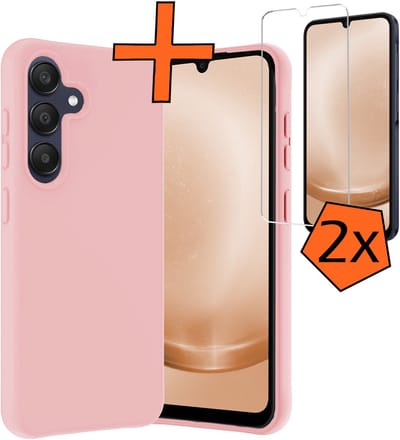 Hoes - Met 2x Screenprotector - Geschikt voor Samsung Galaxy A26 - Sterk & Shockproof - Back Cover - Siliconen Case - Telefoon Hoes - Lichtroze