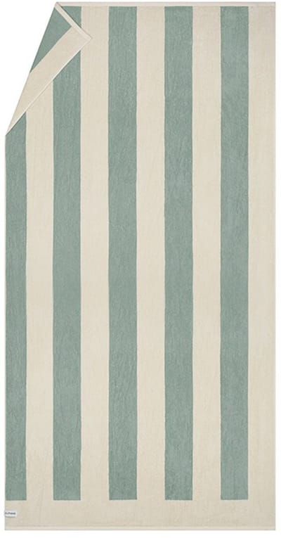 Yumeko strandlaken velours zeegroen stripe 100x180 - 1 st - Biologisch & ecologisch