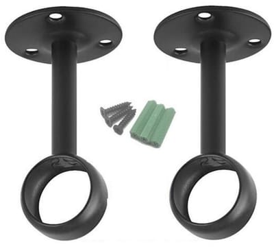 EXCITAT Gordijnroedebeugel - Gordijnroedehouder - Kledingroedebeugel - Plafondmontageset - Voor gordijnroeden - Set van 2 - Zwart