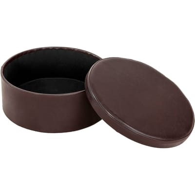 SoBuy Poef met Opbergruimte - Ø39 x 19 cm - Kunstleer - Bruin