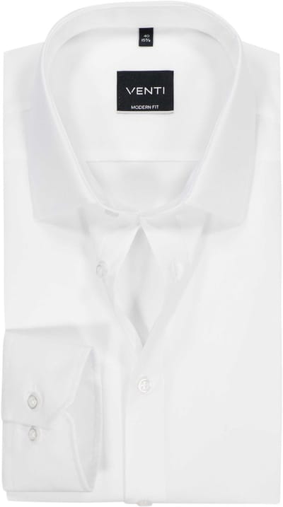 VENTI modern fit overhemd - mouwlengte 7 - wit - Strijkvrij - Boordmaat: 46 (EU maat: XXL)