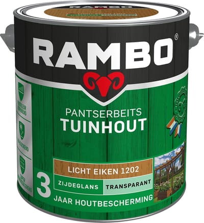 Rambo Pantserbeits Tuinhout Zijdeglans Transparant - Gelijkmatig Vloeiend - Licht Eiken - 2.5L