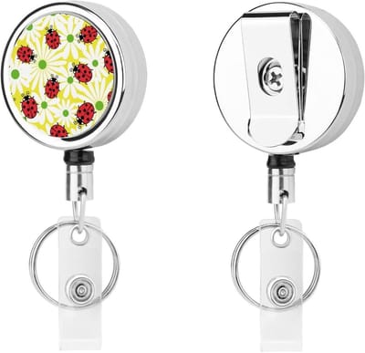 Intrekbare badgehouders - Badge molens - Identificatie tonen - Uniek print ontwerp - 2 stuks 4 cm - Insecten bloemen
