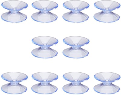 Allecto - Kleine Zuignappen - Dubbelzijdige Haken - Sterke Zelfklevende Sucker Houders - Korenbloem Blauw - Voor Venster Glas - 10 Pack
