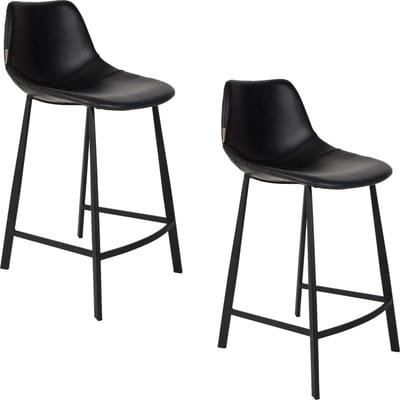 Dutchbone Franky Barkrukken rugleuning 65 cm Zwart - Set van 2
