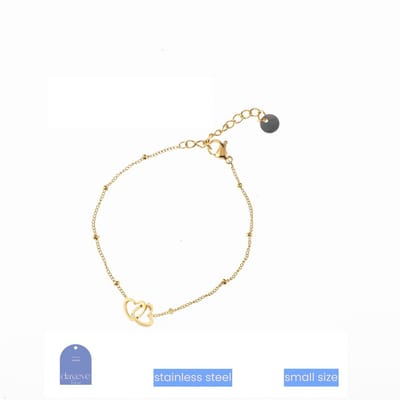Go Dutch Label Armband (Sieraad) Kinderen - Smalle Pols - 2 verbonden hartjes Goud